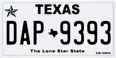 TX license plate DAP9393