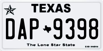 TX license plate DAP9398