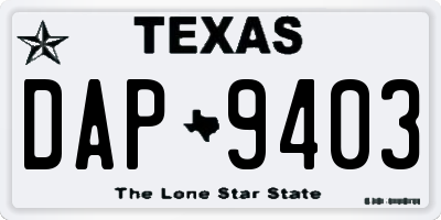 TX license plate DAP9403