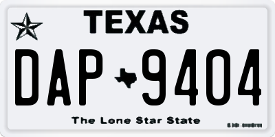 TX license plate DAP9404