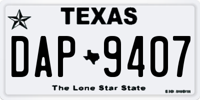 TX license plate DAP9407
