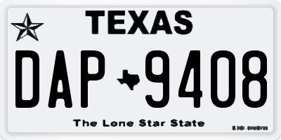 TX license plate DAP9408
