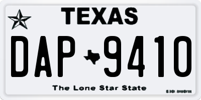 TX license plate DAP9410