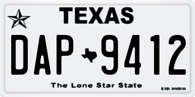 TX license plate DAP9412