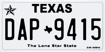 TX license plate DAP9415