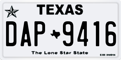 TX license plate DAP9416