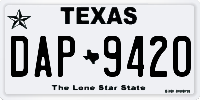 TX license plate DAP9420