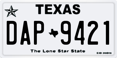 TX license plate DAP9421