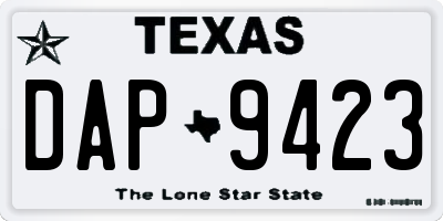 TX license plate DAP9423