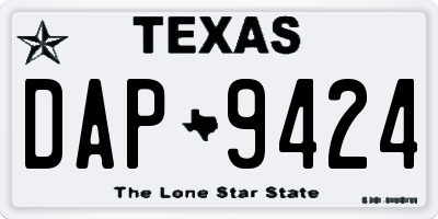 TX license plate DAP9424