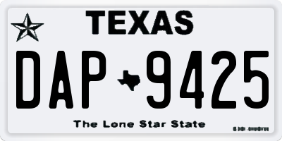 TX license plate DAP9425