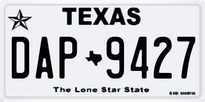 TX license plate DAP9427