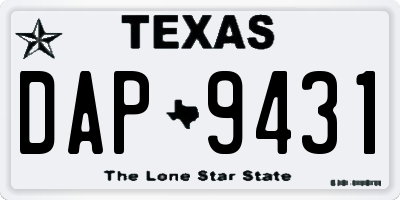 TX license plate DAP9431