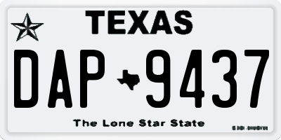 TX license plate DAP9437