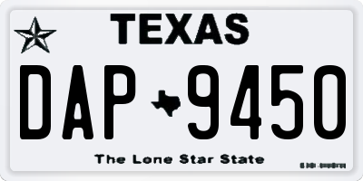 TX license plate DAP9450