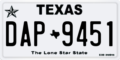 TX license plate DAP9451
