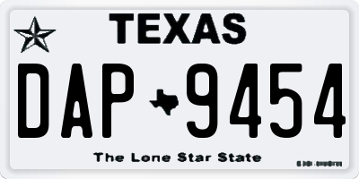 TX license plate DAP9454