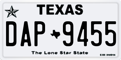 TX license plate DAP9455