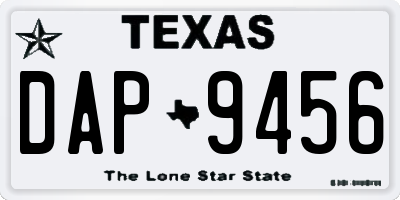 TX license plate DAP9456