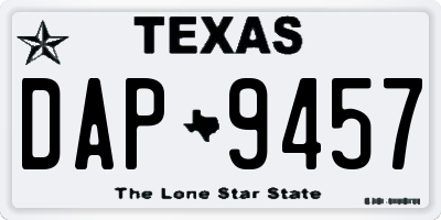 TX license plate DAP9457