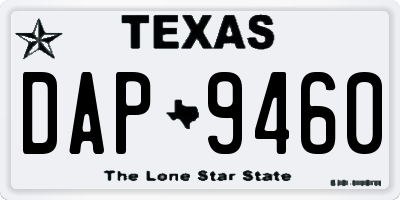 TX license plate DAP9460