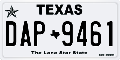 TX license plate DAP9461