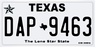 TX license plate DAP9463