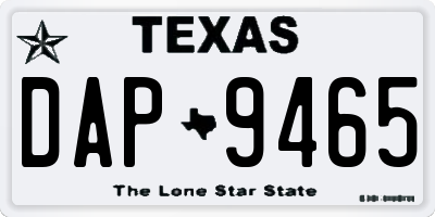TX license plate DAP9465