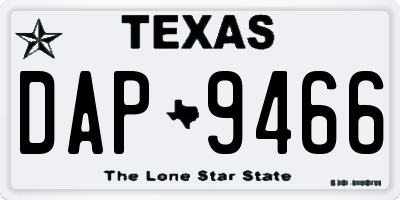 TX license plate DAP9466