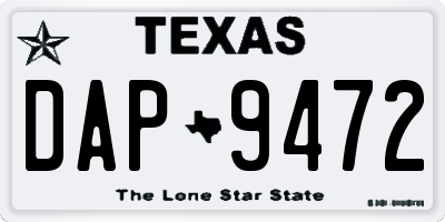 TX license plate DAP9472