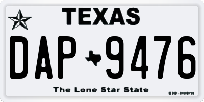 TX license plate DAP9476