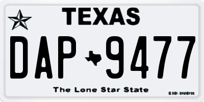 TX license plate DAP9477