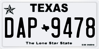TX license plate DAP9478
