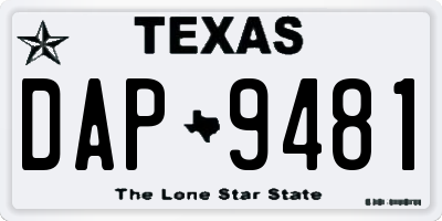 TX license plate DAP9481