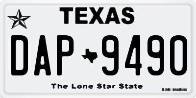 TX license plate DAP9490