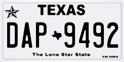 TX license plate DAP9492