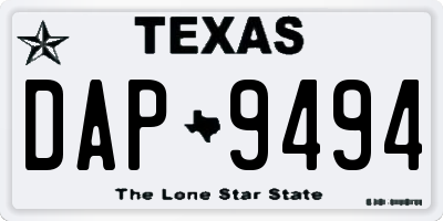 TX license plate DAP9494