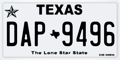 TX license plate DAP9496