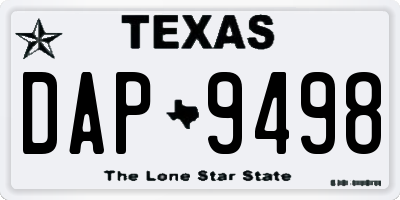 TX license plate DAP9498