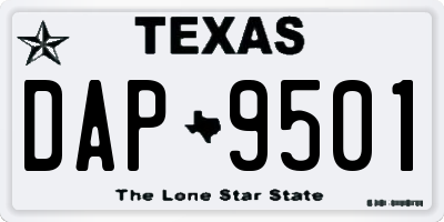 TX license plate DAP9501