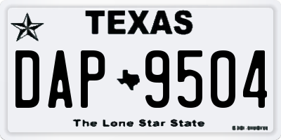 TX license plate DAP9504