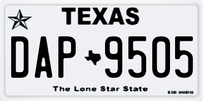 TX license plate DAP9505