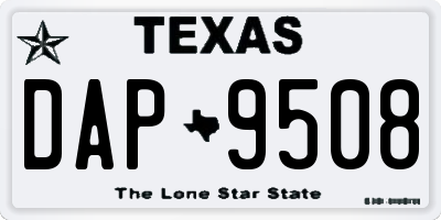 TX license plate DAP9508