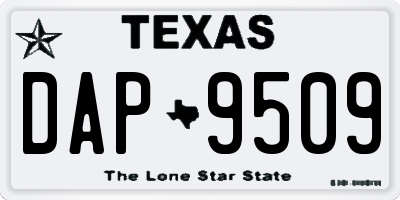 TX license plate DAP9509