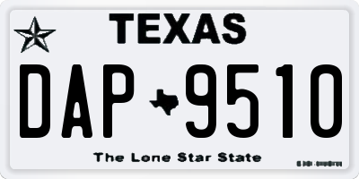 TX license plate DAP9510