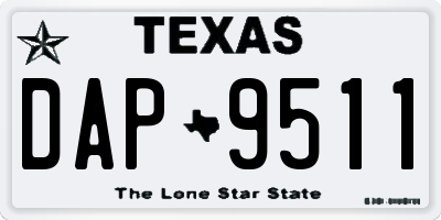 TX license plate DAP9511