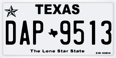 TX license plate DAP9513