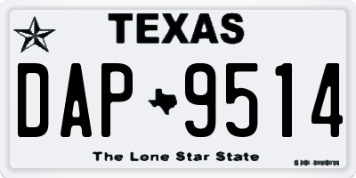 TX license plate DAP9514