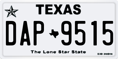 TX license plate DAP9515
