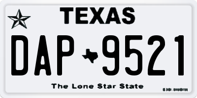 TX license plate DAP9521